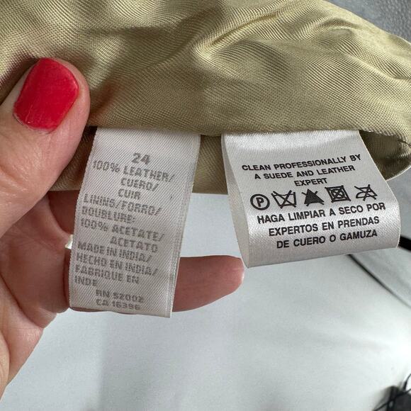 Elisabeth by Liz Claiborne Vintage Leather Long Coat Jacket 100% Leather Size 24 - Picture 5 of 8